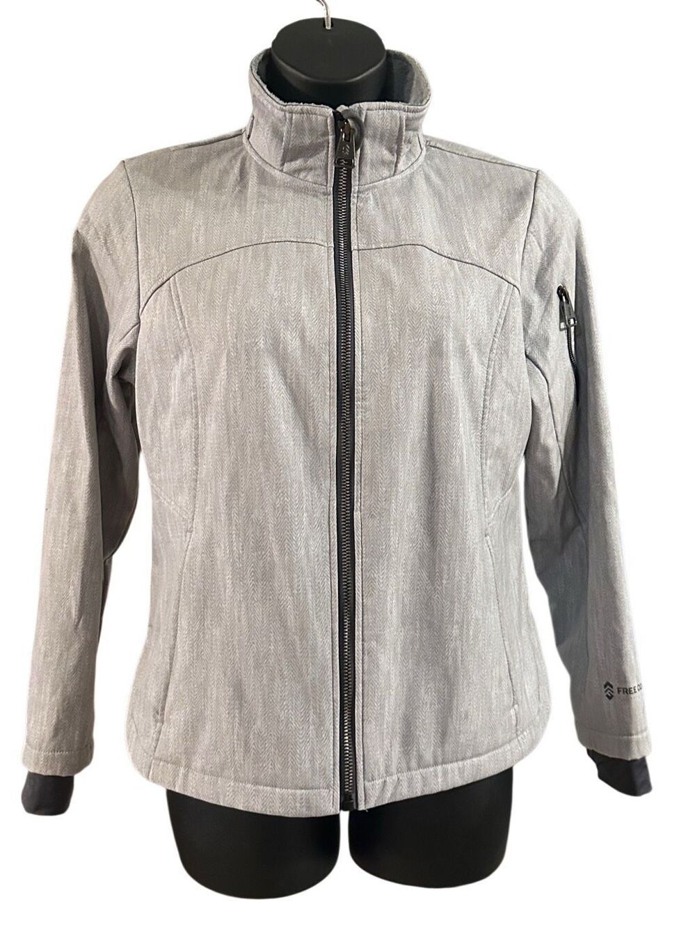 Free Country Women's Gray Free Cycle Soft Shell Fleece Lined Zip Jacket Large